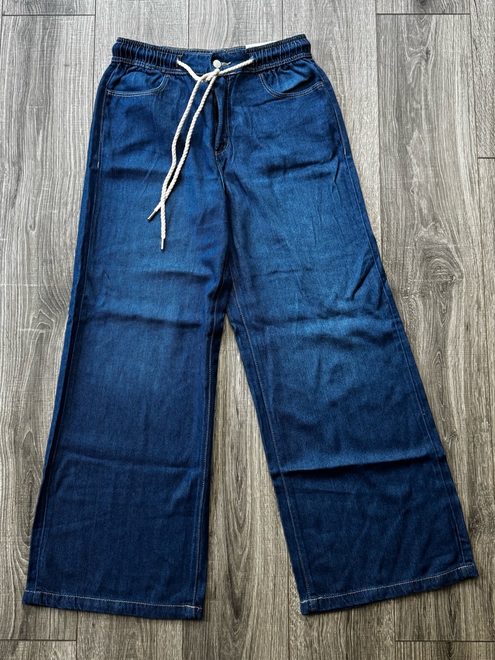 LOFT Palazzo Drawstring Denim Pants